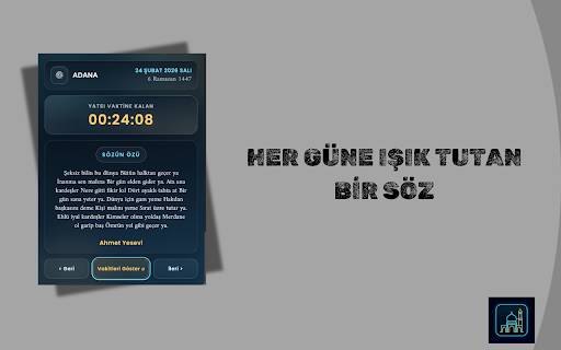 Namaz Vaktim :: Türkiye için il ve ilçe bazında doğru Diyanet namaz vakitleri.