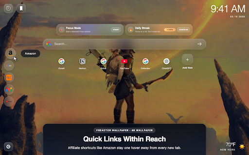 Free - Predator Badlands Chrome theme :: Transform your browser with the Predator Badlands Chrome theme featuring stunning HD backgrounds and custom new tab designs.