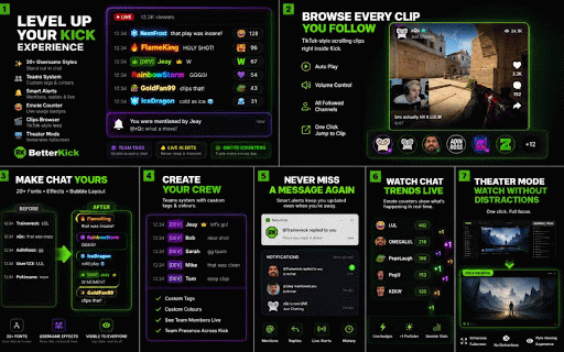 BetterKick :: Enhance your Kick.com experience with a modern dark style, better layout, and custom features.