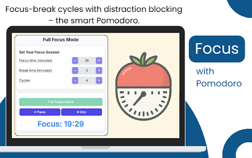 Time To Focus: Block Distracting Websites :: Block distractions with scheduled time blocks, set goals, and stay focused with Full Focus (Pomodoro) Mode.