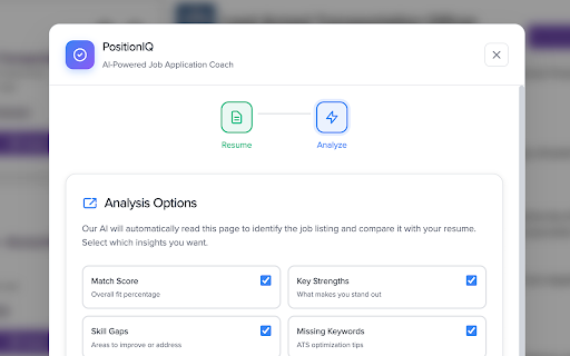PositionIQ – AI Resume Job Match & Feedback :: Recruiter-grade resume feedback and interview guidance before you apply. PositionIQ analyzes your resume against any job posting.