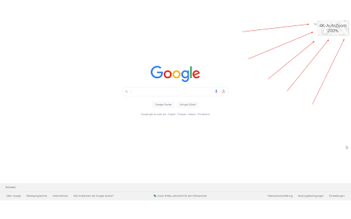 4K-AutoZoom :: 4K-AutoZoom sets the tab zoom to 200% when window >2880px wide, 100% when ≤1920px. Manual toggle: Ctrl + ↑