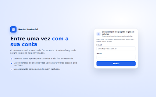Constatação Portal Notarial :: Captura a janela real do Chrome de páginas logadas e envia para a constatação notarial.