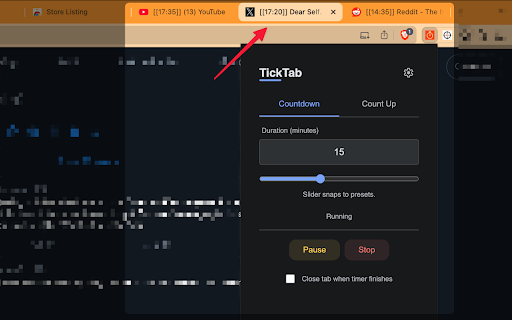 TickTab :: Displays countdown timers directly in browser tab titles.