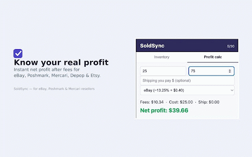 SoldSync — Reseller Inventory & Oversell Tracker :: Track what you've listed where across eBay, Poshmark & Mercari and never accidentally sell the same item twice.