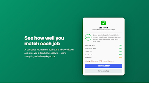 Jobber - Smart Job Saver :: Save job postings from any website into Jobber with one click. AI-powered parsing.