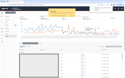 Data Extractor for Amazon by Table Capture :: Allows you to extract data from Amazon Advertising tables to Excel (XLSX) or CSV.