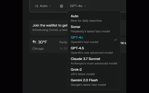 Perplexity Model Selector :: Adds AI model selection to the search interface