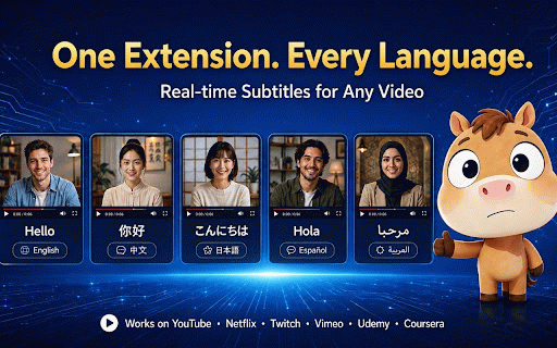 PonySubs – Live Video Subtitles & Translation Real-time Subtitle Translator :: Live subtitle translation for lectures and videos. Real-time subtitles and translation for videos playing in your browser tabs.