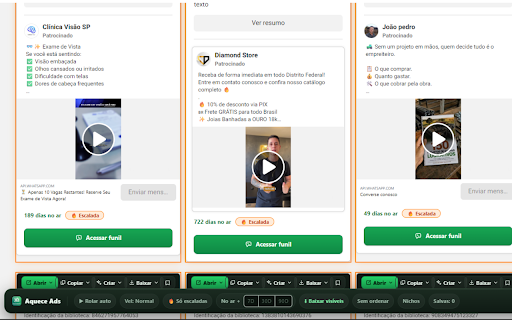 Aquece Ads :: Investigue os anúncios dos concorrentes na Biblioteca da Meta: filtre, baixe criativos e revele o WhatsApp de cada campanha.