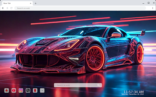 Sports Car Outlined With Neon Lights Live Wallpaper :: Transform your new tab with vibrant HD live wallpaper of a sports car outlined with neon lights for a stylish touch.