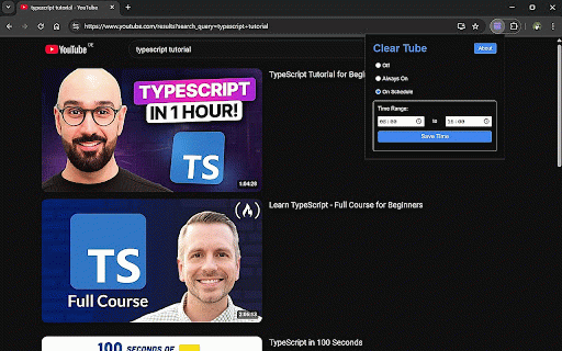 Clear Tube :: Minimalist and distraction-free version of Youtube, with direct or hourly activation.
