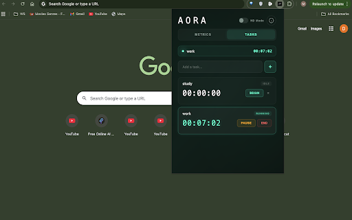 AORA - Cognitive Performance Monitor :: Monitor your cognitive performance through keyboard latency, tab switching, and focus patterns