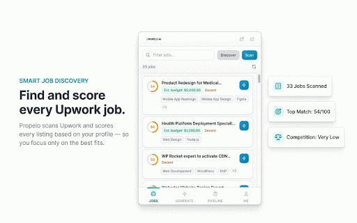 Propelo - AI Upwork Toolkit :: Generate winning Upwork proposals in 60 seconds. Your AI sales agent writes personalized bids that sound like you — and win.