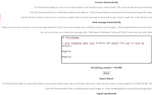 Linkedin Automate :: Auto connect & auto send fully-customized message to everyone in your current Linkedin search, every tasks running in the browser…
