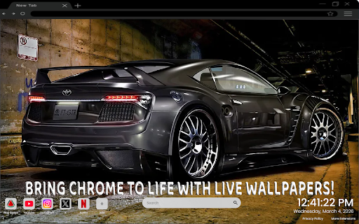 Really Cool Cars Toyota GT-R Live Wallpaper :: One of the most epic car live wallpapers for Chrome – featuring the futuristic Toyota FT-HS concept car.