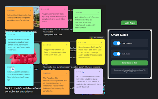 Smart Notes Extension :: Automatically and manually take notes while browsing