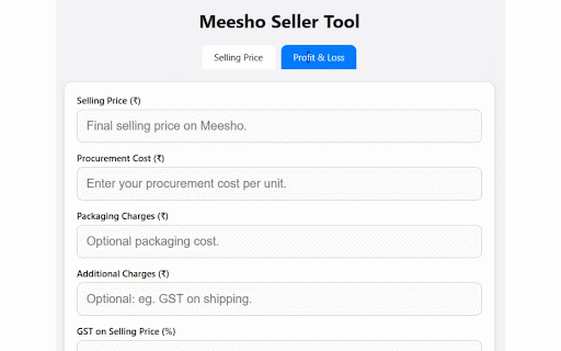 Meesho Profit & Loss Calculator :: Calculate selling price and profit/loss for Meesho sellers