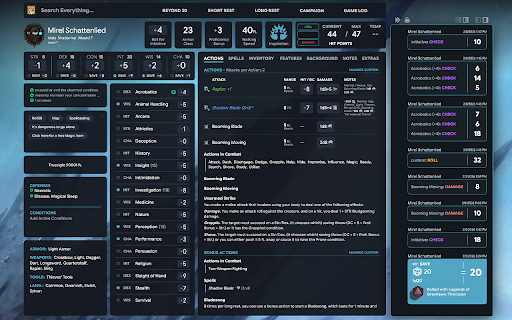 TrueSight UI for D&D Beyond :: Visual polish for D&D Beyond character sheets: modern layout, quicklinks tool and a custom cursor.