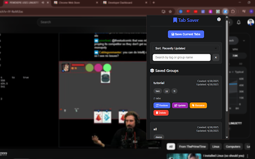 Tab Saver :: Save and restore groups of tabs for easy access