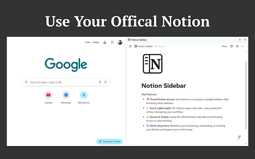Notion Sidebar :: Quick access to Notion for all tasks. Free and fast interaction in your sidebar.