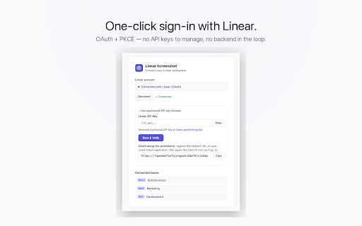 Linear Screenshot :: Capture any area of a webpage and send it to Linear as a new issue or attachment