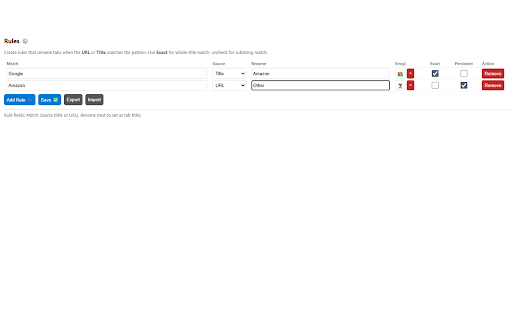 Best Tab Renamer :: Rename browser tabs by URL or original title and set favicon to an emoji.