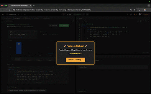 LC Grind :: A meme extension forcing you to solve Leetcode POTD before you can browse.