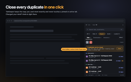 TabKeeper :: Side panel manager for open tabs, bookmarks, and saved sessions.
