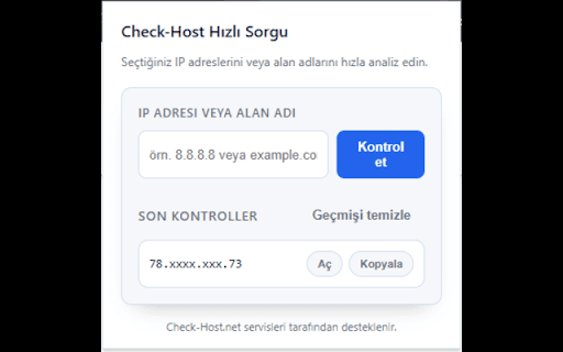Check-Host Quick Lookup :: Quickly check IP addresses or domains via Check-Host.net services.