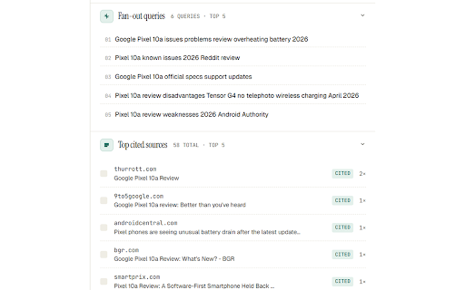 AI Query Inspector :: Compare what ChatGPT cites against Google, Bing, or DuckDuckGo rankings — locally, on-device, with zero data leaving your browser.