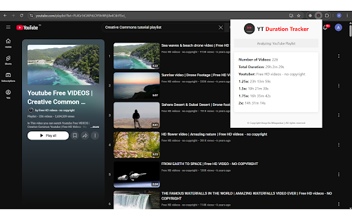 YouTube Duration Tracker :: Quickly calculate the total duration of YouTube playlists, including estimated watch times at different speeds.