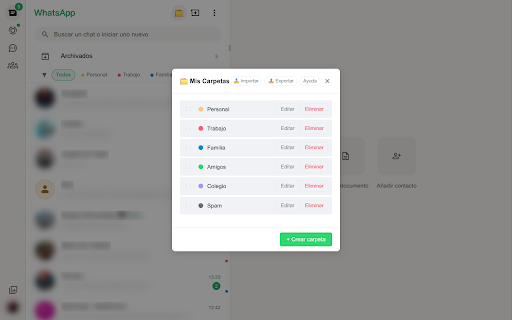 WhatsApp Carpetas :: Organiza tus chats de WhatsApp Web en carpetas personalizadas