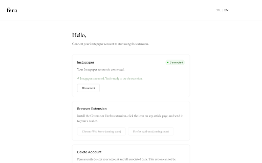 Fera :: Send articles to your e-reader via Instapaper