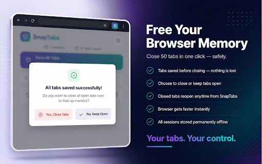 SnapTabs :: Save, search, and manage your browser tabs with a single click. Never lose a tab again.