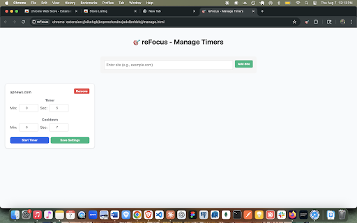 reFocus :: Regain control of your attention with mindful browsing timers