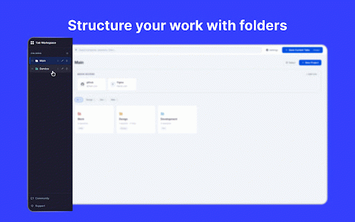 Tab Workspace :: Organize your browsing into folders, projects, and saved tab sessions.