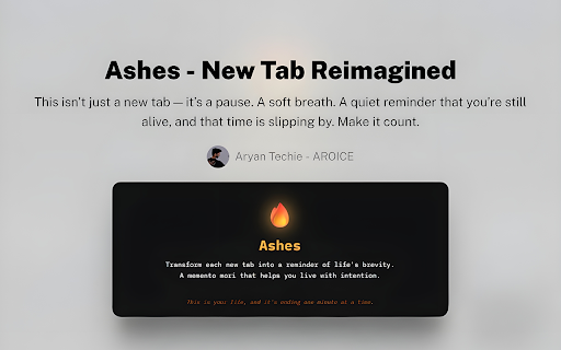 Ashes - New Tab :: A New Tab with advanced life expectancy calculation that helps you live with intention. Features lifestyle analysis.