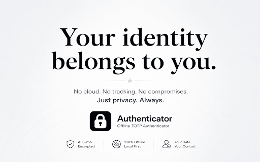 Authenticator :: TOTP two-step verification codes are generated locally; account keys are not uploaded to the server.