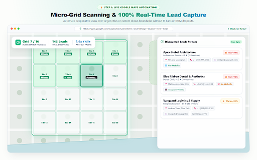 MapLead AI - Business Lead Extractor :: Automated business lead extractor and prospect opportunity scoring for web map listings.