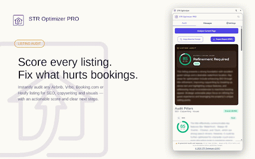 STR Optimizer: Native AI Messaging & SEO :: Native sidepanel helper to optimize short-term rental SEO, write automated guest reviews, and draft AI inbox replies instantly.