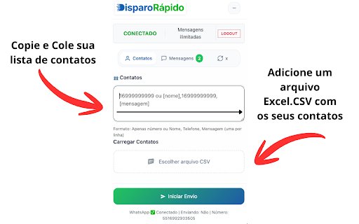 Envio em Massa WhatsApp | Disparo Rápido :: Automatize o envio de mensagens personalizadas via WhatsApp Web.