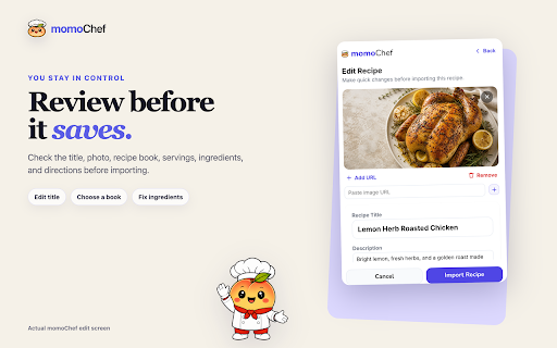 momoChef: Recipe Clipper :: Save recipes from websites and social posts to your momoChef recipe library.