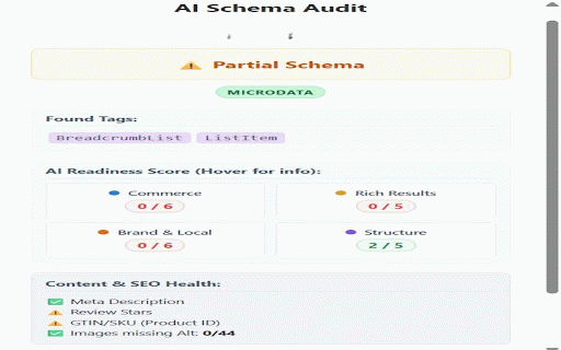 AI & Schema Auditor: SEO & JSON-LD Checker :: Instant SEO audit: Check JSON-LD Schema, Microdata, and verify site readiness for AI Agents (llms.txt).