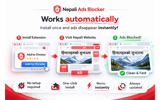 Nepali Ads Blocker — Fast and Effective :: Block annoying ads and enjoy fast browsing with Nepali Ads Blocker. Say goodbye to pop-ups, banners, and video ads!