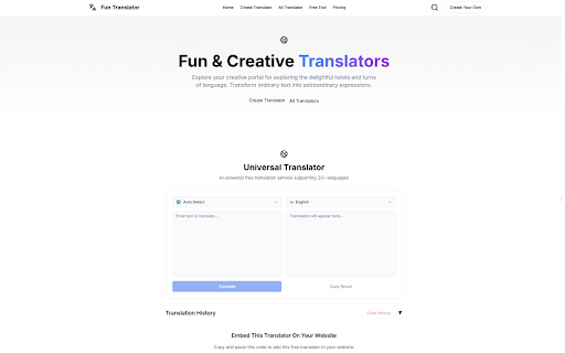 Fun Translator :: Transform text into creative styles with multiple fun translation options