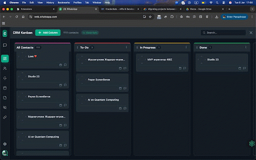 ChatFlow - CRM for WhatsApp :: Transform WhatsApp Web into a powerful CRM. Kanban boards, contact notes, scheduled messages, quick reply templates & cloud sync.