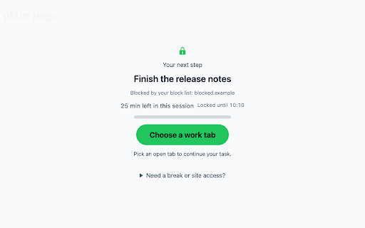 Focus Lock :: Focus sessions that lock distracting sites, with earned site access credit.