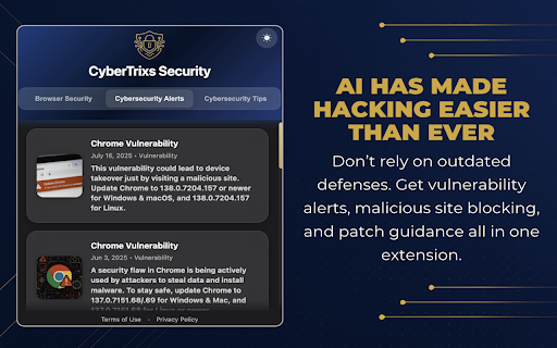 CyberTrixs Browser Security :: Holistic Cybersecurity Extension
