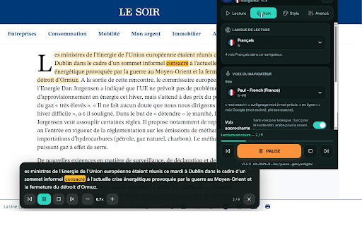 GPT Reader Pro :: Lit vos pages et documents à voix haute avec surlignage karaoké, plus une bibliothèque de lecture multilingue.